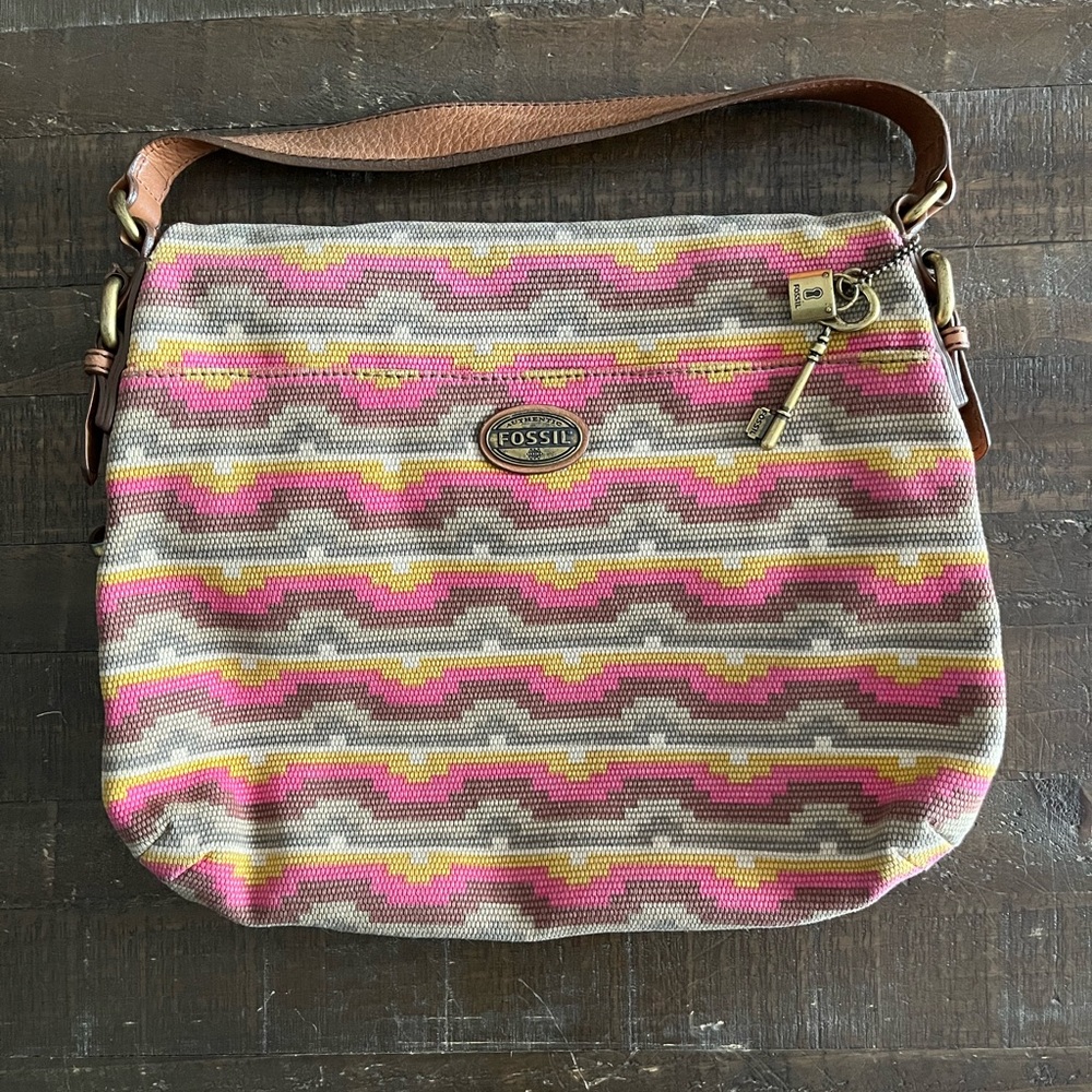 Fossil Explorer Aztec fold over bag/purse